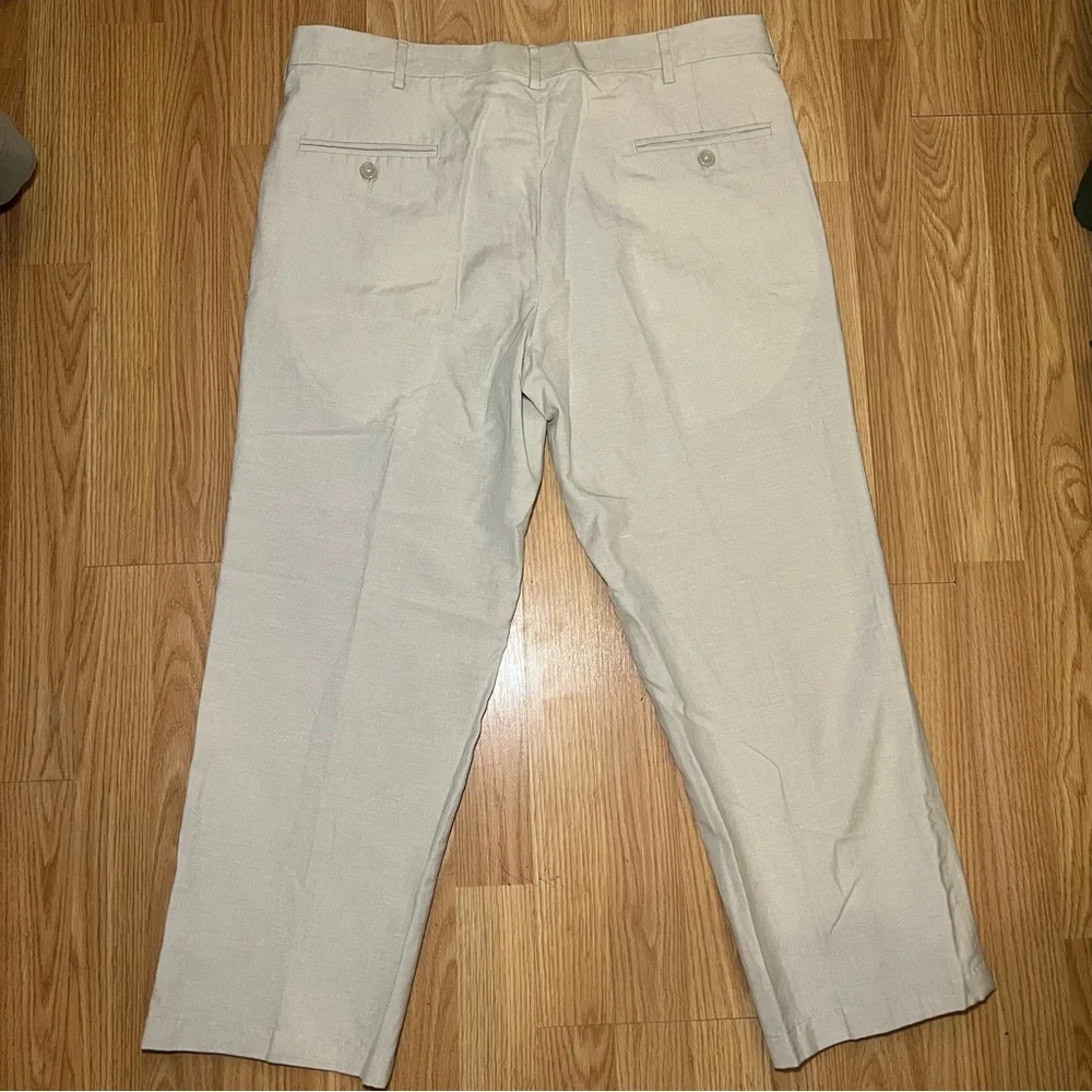 Kenneth Cole‎ Reaction Linen Pants Mens 36x26 Beige Dress Slacks Business Casual